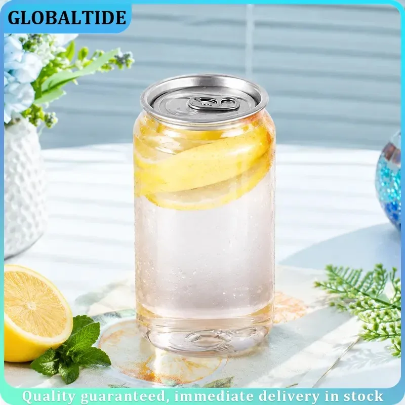 330ml Disposable PET Can, Pull Lid Clear Beverage Container, Portable Sealed Packaging Cup for Milk Tea Juice Coffee Drink