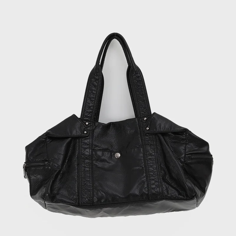 Angel Venn Women's Bag Vintage Soft Faux Leather Hobo Tote Bag Large Capacity Casual Shoulder Handbag with Multi-Zipper Pockets