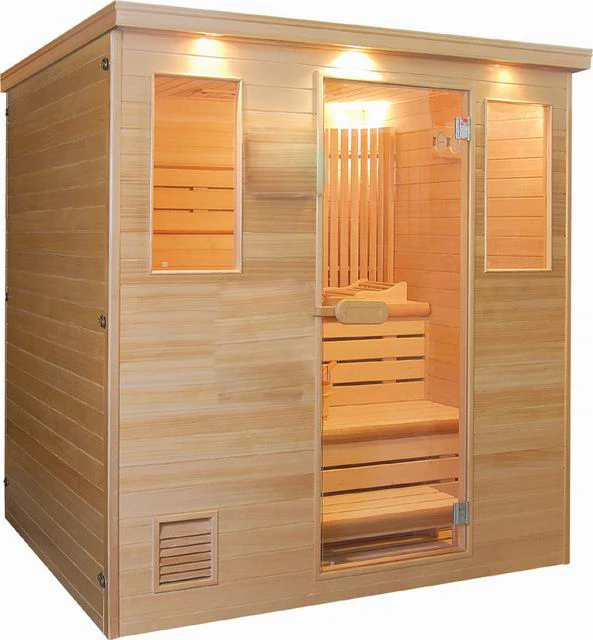Finland Traditional Home Lxury Wooden Hemlock 4 Person Indoor Dry Wet Steam Sauna Room