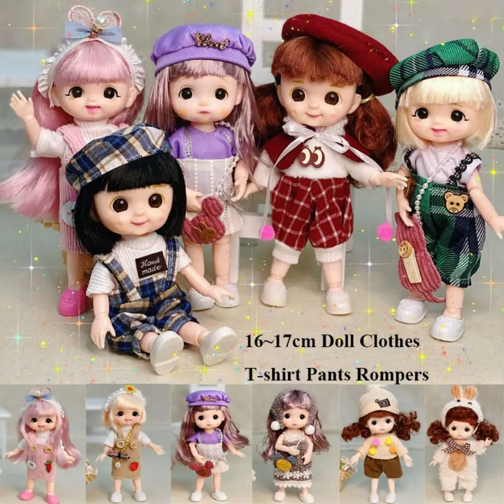 Best Gifts Fashion Doll Clothes 10 Styles Children DIY Girls T-shirt Pants Rompers High-end Dress Up 16~17cm Doll/1/8 BJD Doll