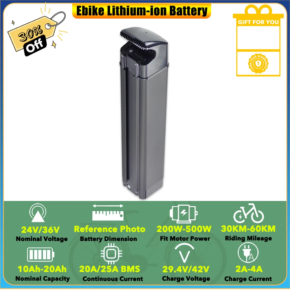 Batería de Repuesto de Iones de Litio de 36V 10.4Ah 13Ah 15Ah 17.5Ah 20Ah para Bicicleta Eléctrica Volt 250W Kensington Step Through