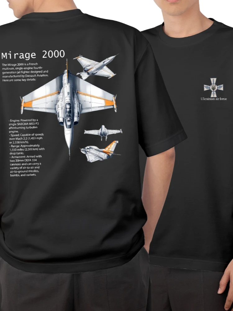 Mirage 2000 Plane Air Force T-Shirt Short Sleeve Casual 100% Cotton T Shirts