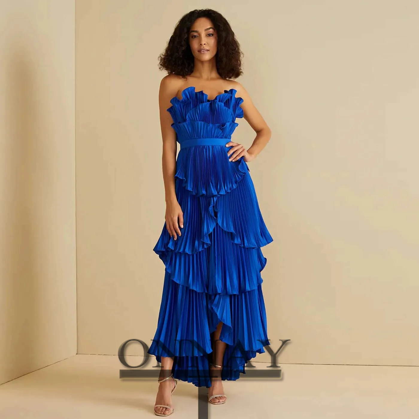 Vestidos De graduación personalizados Srylish altos y bajos para mujer, vestido De noche plisado De Gala árabe saudita a medida para desfile, Vestidos De Fiesta