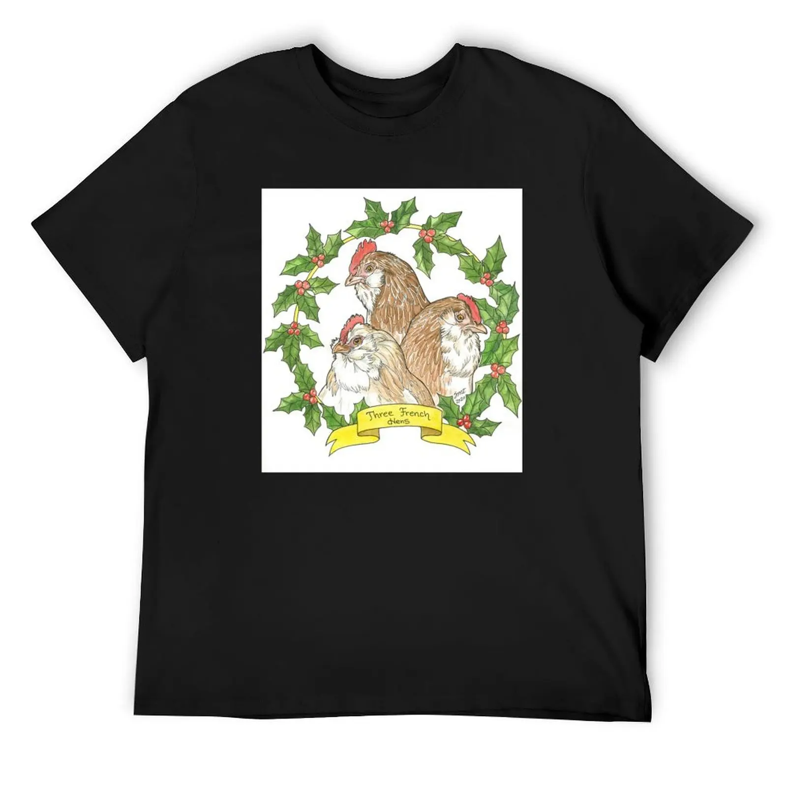 

Three French Hens (watercolor) T-Shirt customizeds cheap stuff custom t shirt plain anime shirts men