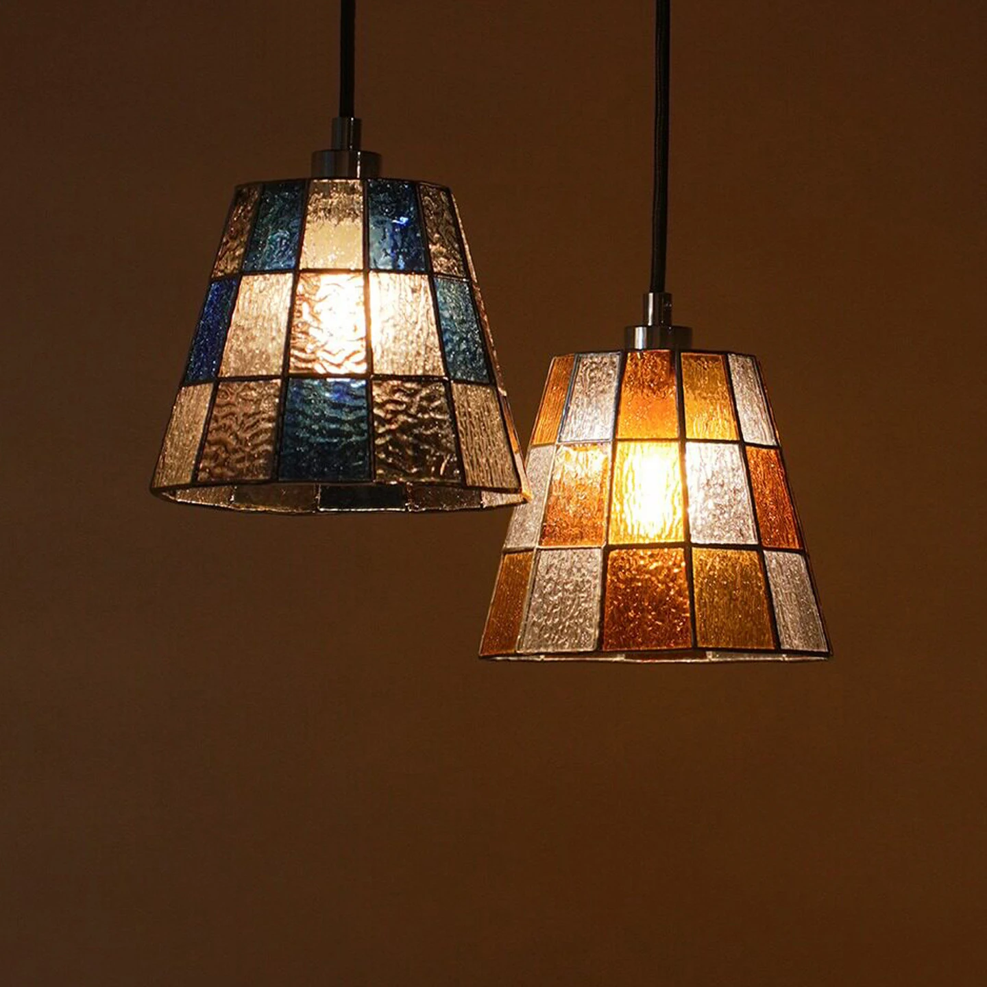 American Colorful Glass Pendant Lamps for Restaurant Living Room Bedroom Bedside Lighting Orange Blue Clear Glass Hanging Light