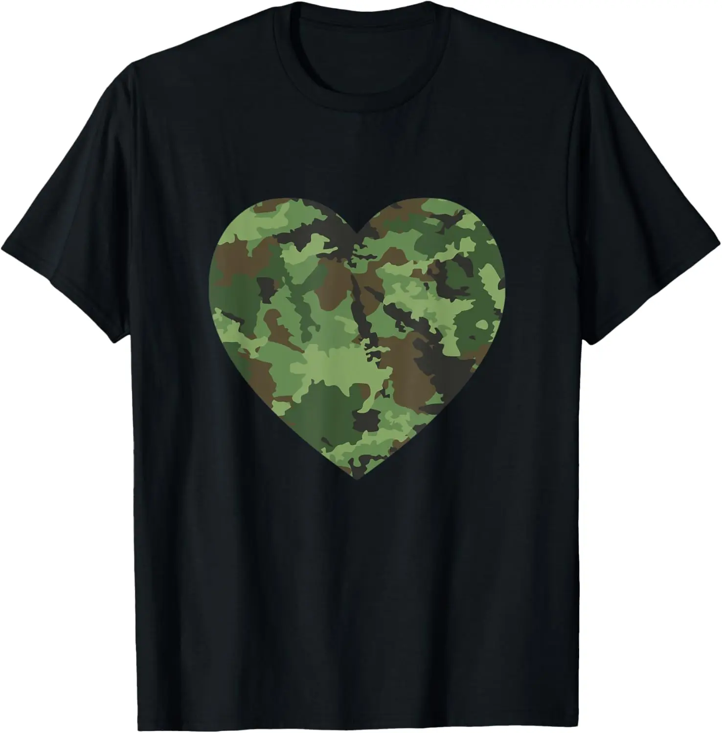 

Camouflage Heart Graphic Men's Cotton T-Shirt Casual Short Sleeve Crewneck Tee