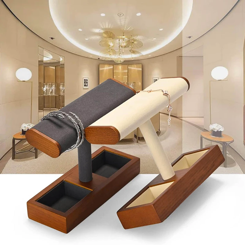 

Деревянная подставка-органайзер Oirlv для ювелирных изделий: держатель для часов, ожерелий, браслетов, колец, Т-образная витрина для украшений