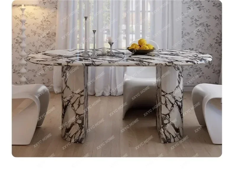 

Обеденный стол Hmarble, утолщенный, в ретро-стиле, из массива дерева, простой дизайнерский овальный обеденный стол