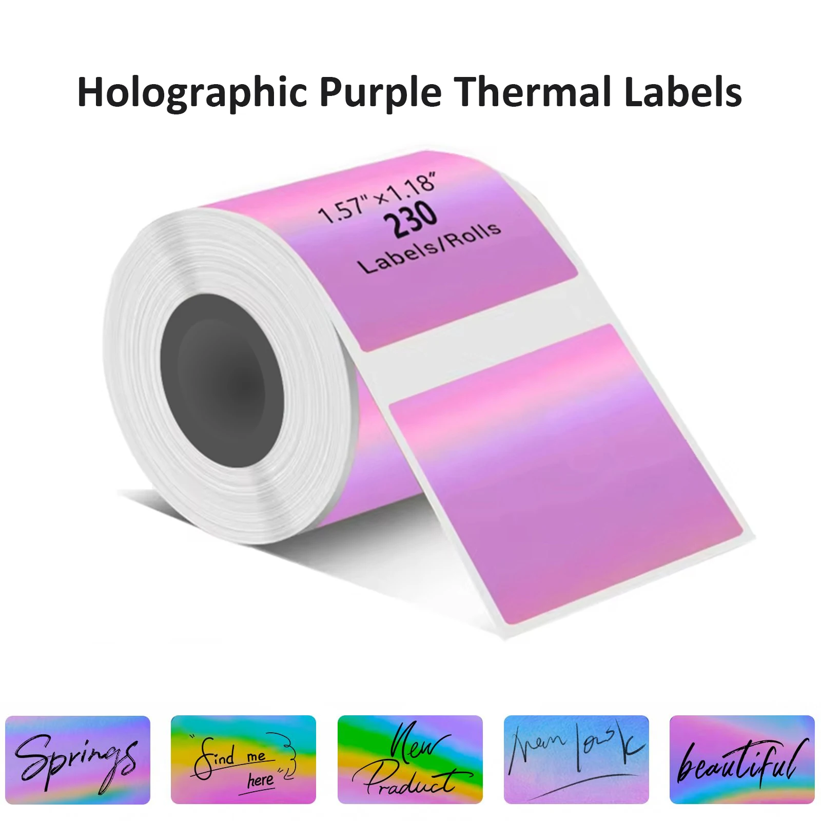 

Elegant Purple Laser Thermal Labels - Waterproof Holographic for Luxury Branding