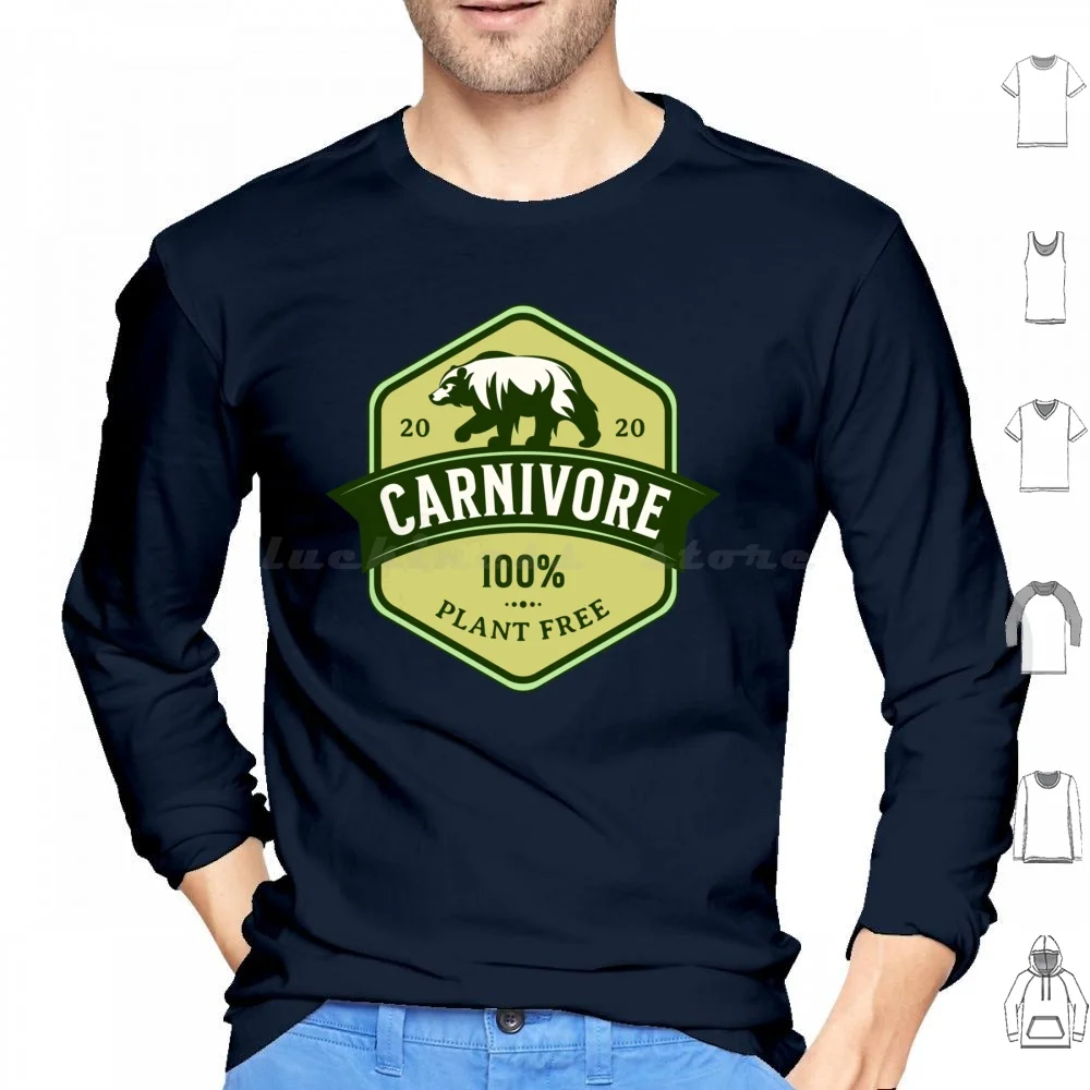 100% Plant Free Carnivore Hoodie cotton Long Sleeve Carnivore Plant Free Bbbe Omad Ancient Diet Way Of Life Meat Eater Meat