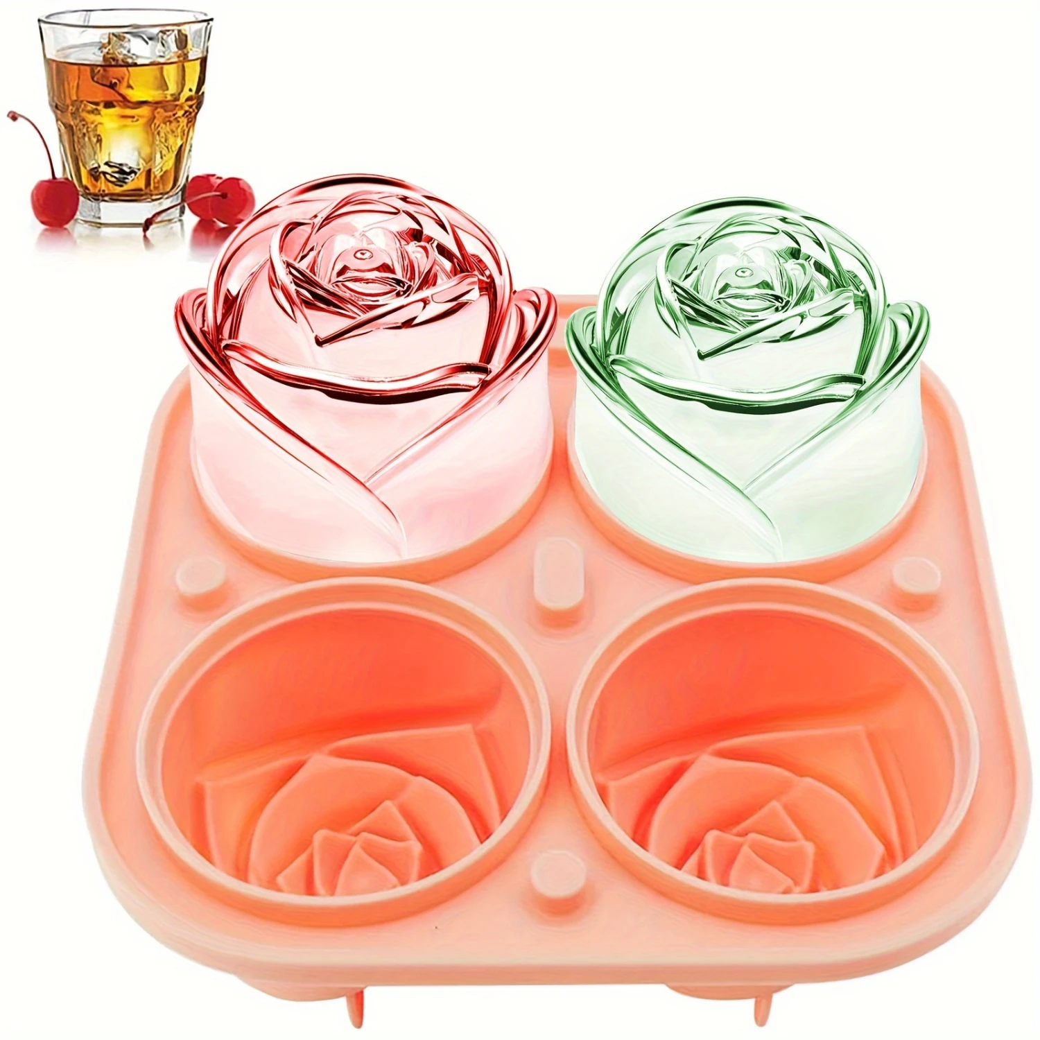 1pc Silicone   Rose Shape Ice Cube Mold - Used For Drinks, Juice, Coffee And Other Beverages, Very Suitable For Making Delicious