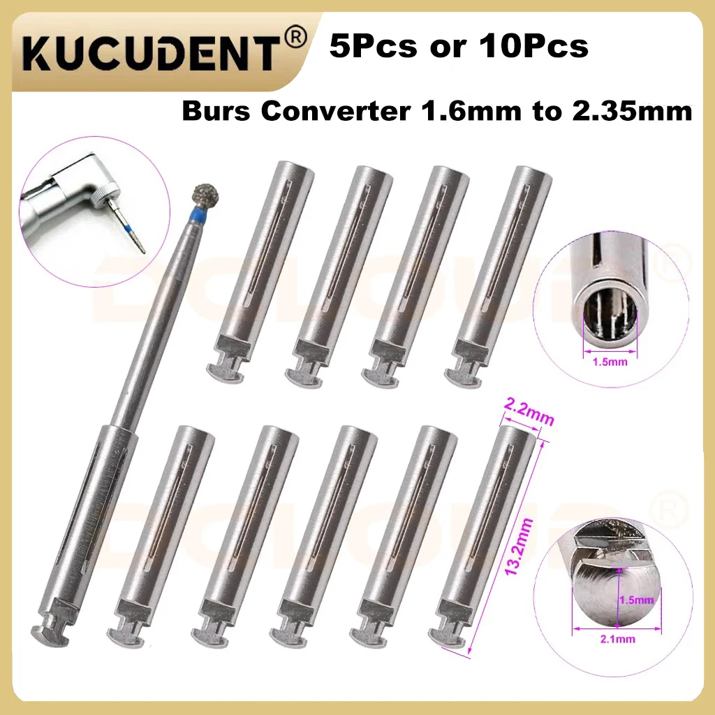 Dental Burs Adapter Converter Mandrel 1.6mm FG-RA Burs Adaptor Rotary Polishing Shank High Speed Dental Polisher Accessories