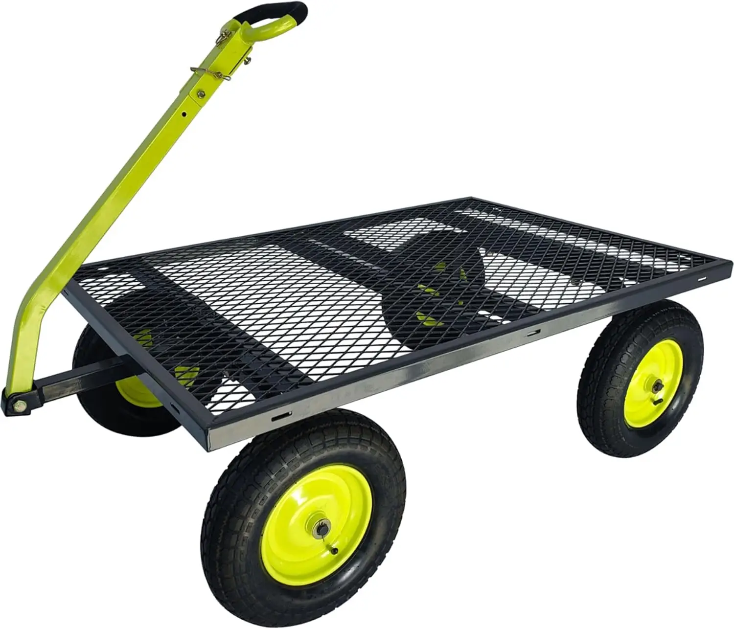 Yard Tuff Jumbo Wagon Heavy Duty Steel Mesh Deck Utility Outdoor Yard Cart, 1400 Capacity Haul With Large Stable Tires, 34 X 52