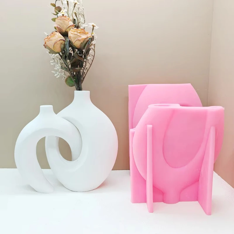 

DM918 Nordic style resin flower pot mold DIY concrete jar silicone mold cement vase large quantity shape bag packaging