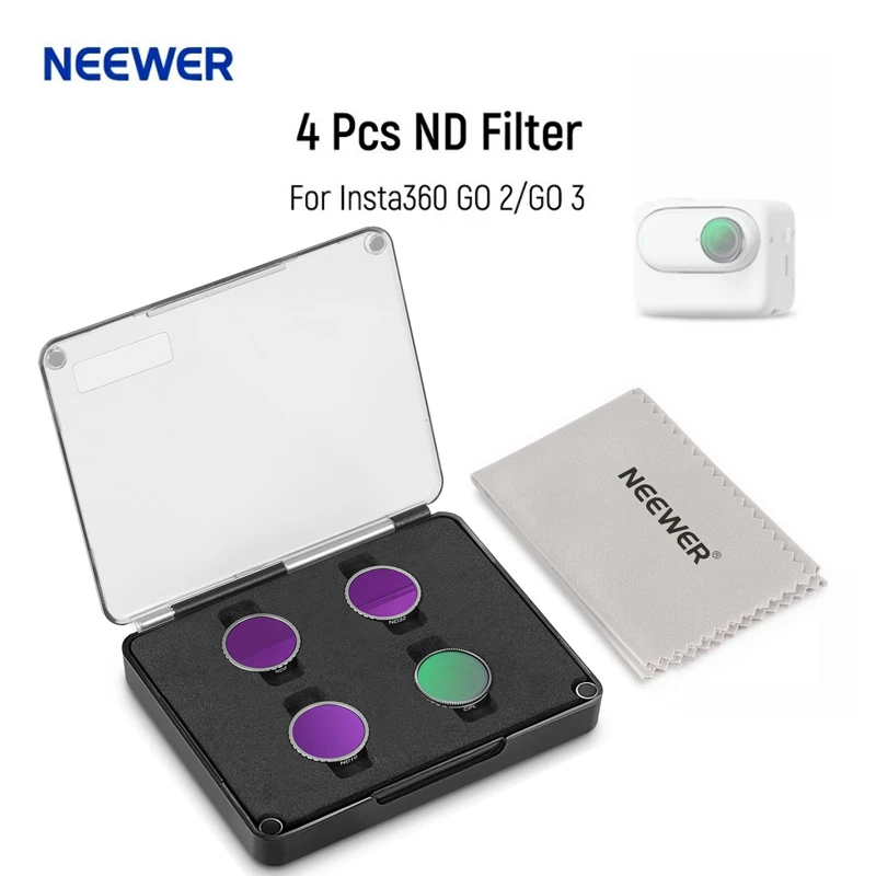 NEEWER 4 Pcs ND Filter For Insta360 GO 2/GO 3 Action Camera Accessories Polarizer Neutral Density Filters with Multi Nano Coated