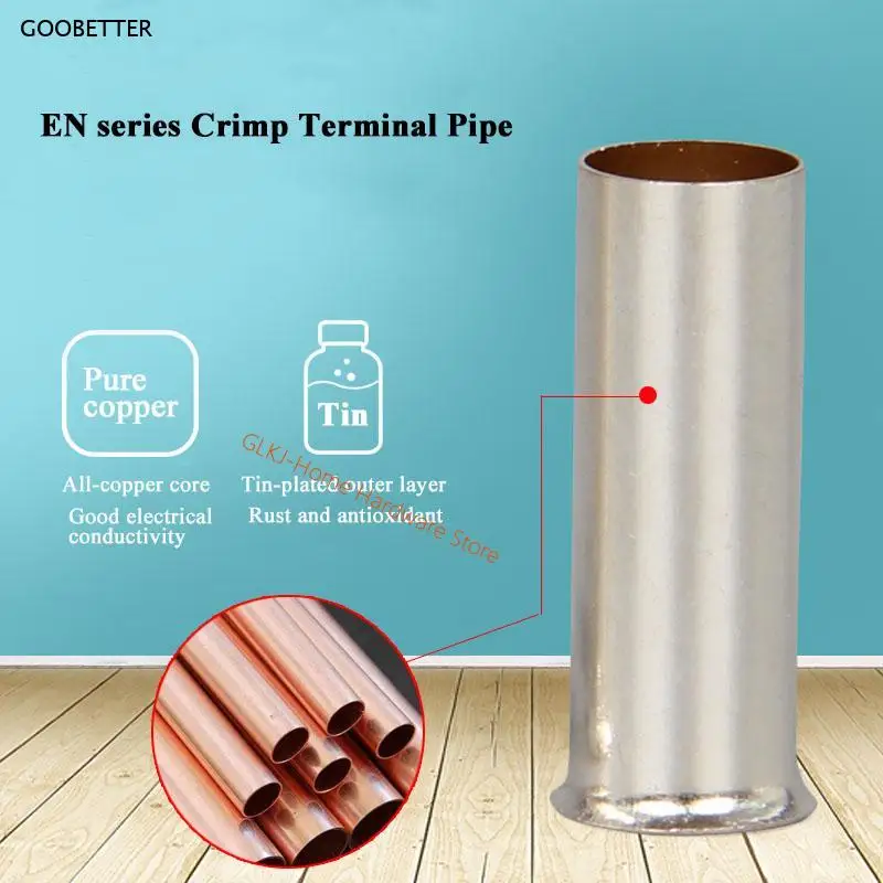 Silver Plating Copper Terminal Tube Cable Lug EN50-20/EN10-18/EN25-16/EN2510/EN16-18 Small Pipe 200/500/1000/2000 Pcs