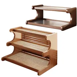Simple 2/3 Tiers Desktop Storage Rack Compact Space-saving Wood Tabletop Stand Multi-functional Sturdy Desk Bookshelf Seasoning