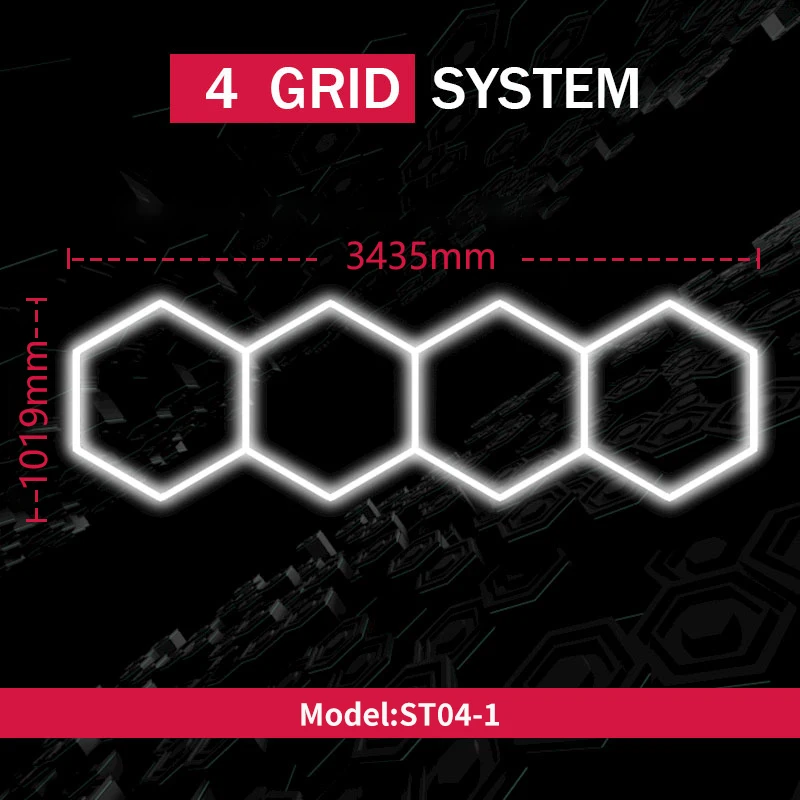 DIY Hexagon LED Garage Lights Modular Honeycomb Ceiling Light 100-240V for Car Detailing Workshop