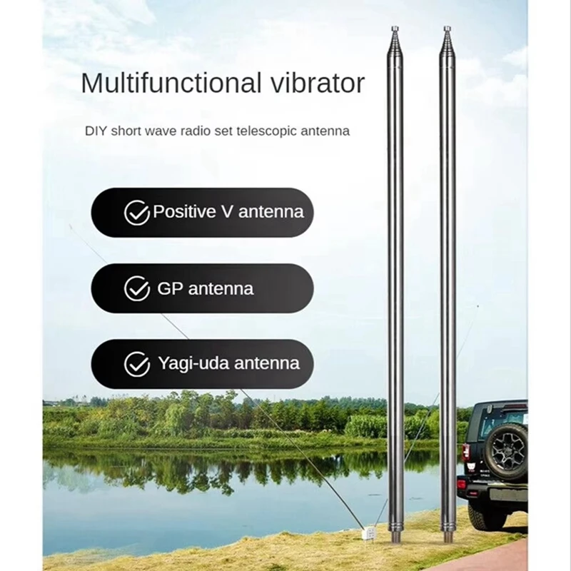 2Pcs 5.6M M10 Whip Antenna Pull Rod for HF Radio Positive Whip Antenna Telescopic Antenna DIY Shortwave Antenna-DT30