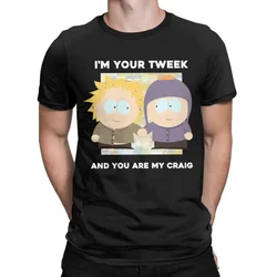 Southpark Cartoon Men's T Shirts Craig and Tweek Leisure Tee Shirt Short Sleeve Round Collar T-Shirt 100% Cotton Classic Clothes