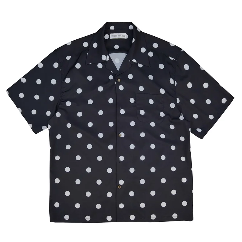 Fashion Mens Womens Summer WACKO MARIA High-quality Print Polka Dot Glass Ball Heaven Tokyo Hawaii Short Sleeve Shirt