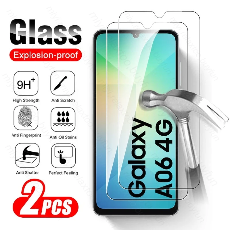 9H Glass For Samsung Galaxy A06 4G Case 2Pcs Tempered Glass SamsungA06 A 06 06A Protective Glass Sumsung Samsang Samsong A06 4G