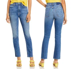 2023 New Women High Street Quality Denim Pants Stretch Slim Fit Female Fashion Straight Blue Jeans