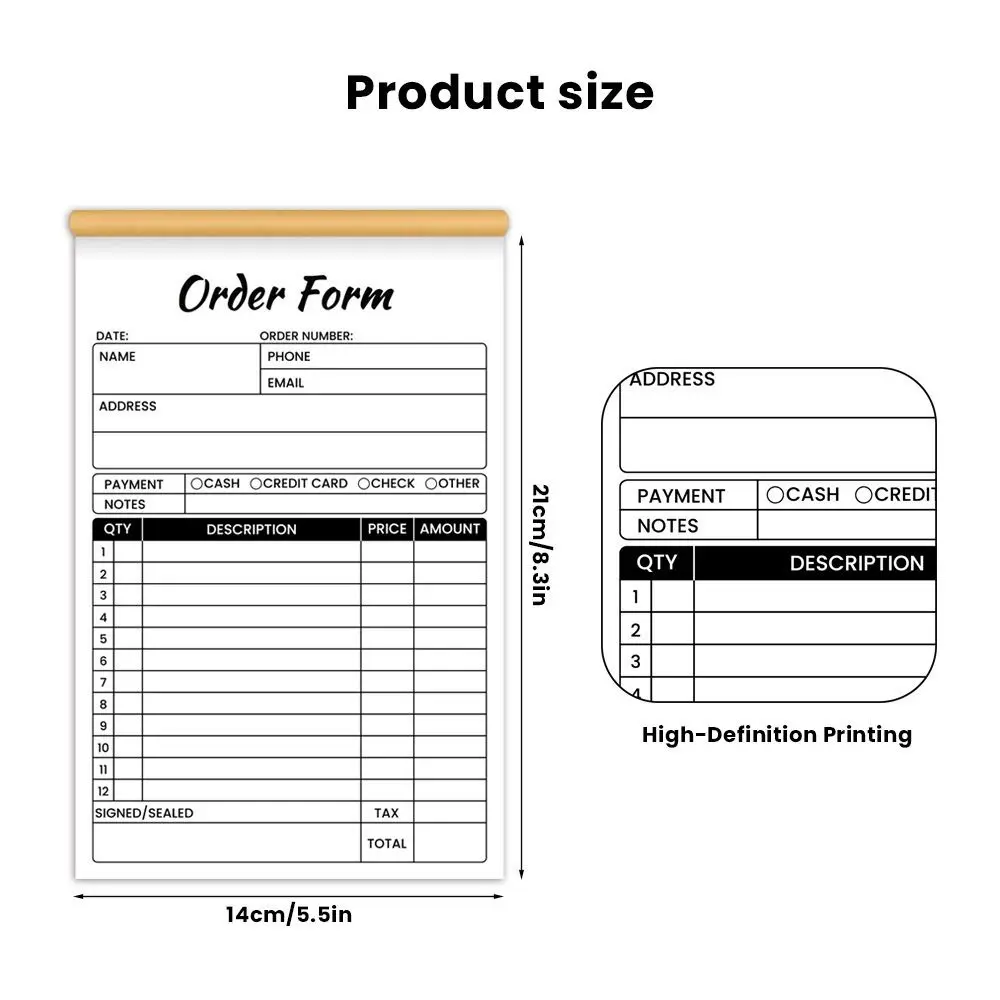 100 Sheets Thank You Receipt Book Carbon Duplicate Copy White Yellow Invoice Booklet 2-Part Carbonless Cardboard Order Book