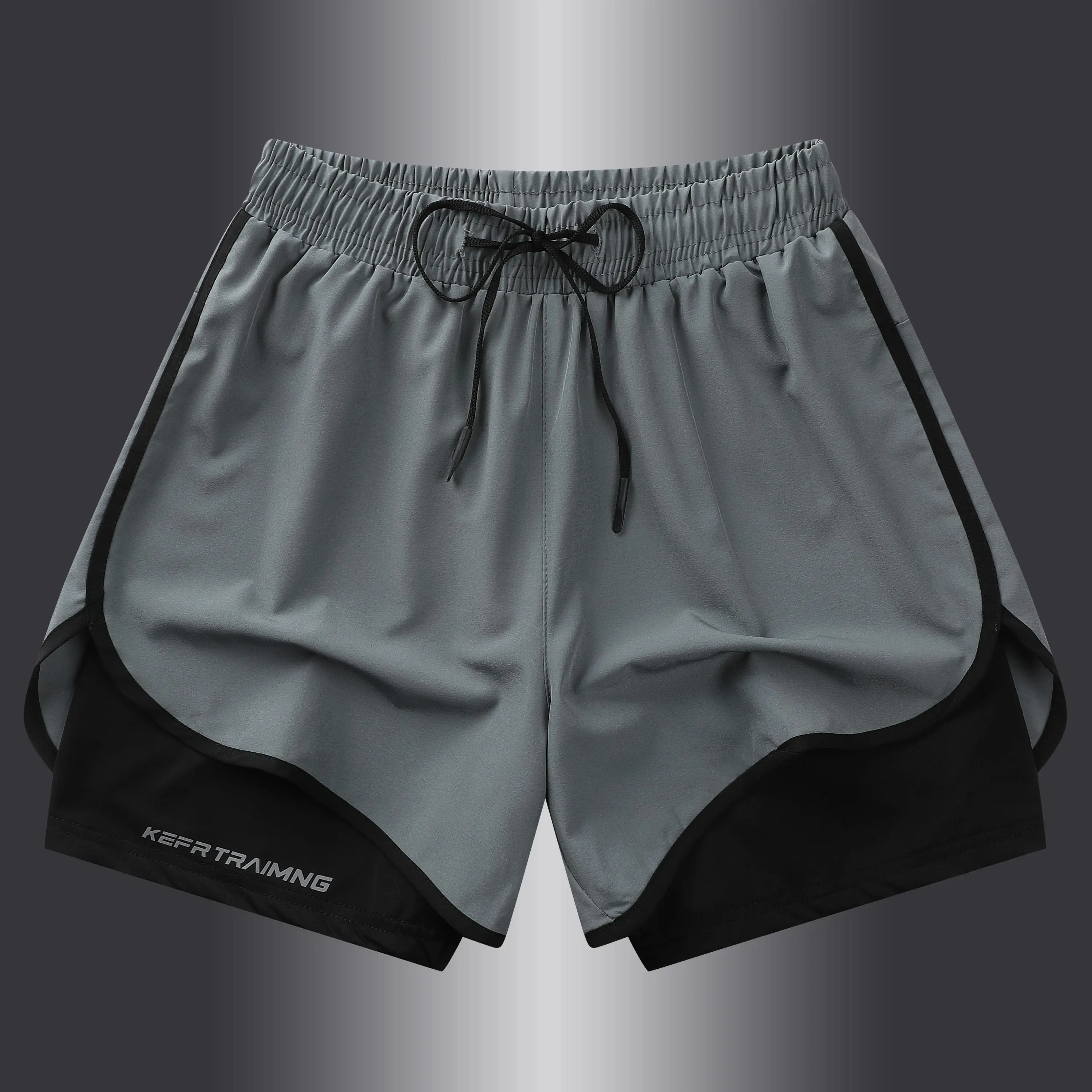 2-in-1 Double Layer Shorts, Men\'s Fashion Gradient Stretch Sports Shorts For Summer Gym Workout Training