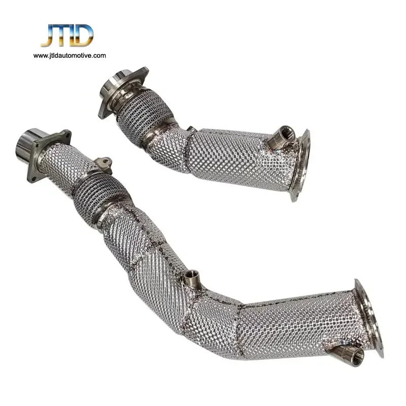 JTLD Custom Performance 304SS Exhaust Downpipe with Heat Shield for BMW F80 M3 F82 M4 F8X S55 High Quality Exhaust Pipe