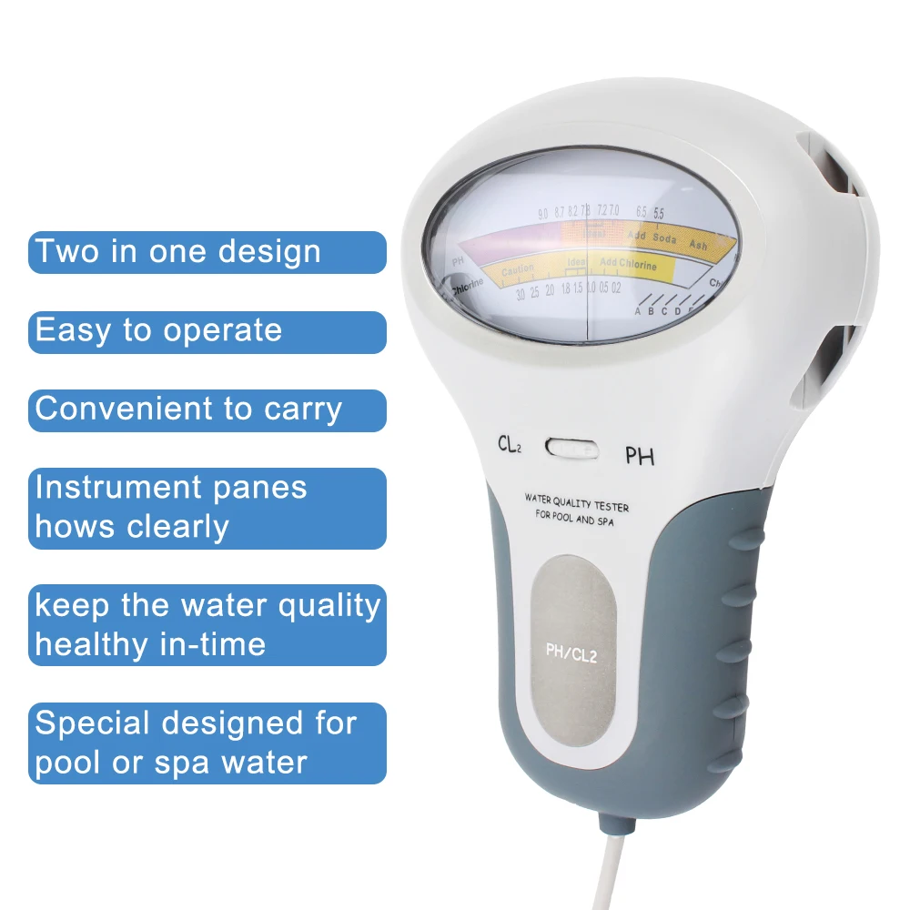 Chlorine Tester For Pool Aquarium PC-102 PH Tester Water Quality Testing Device PH Chlorine Meter CL2 Measuring 2 in 1