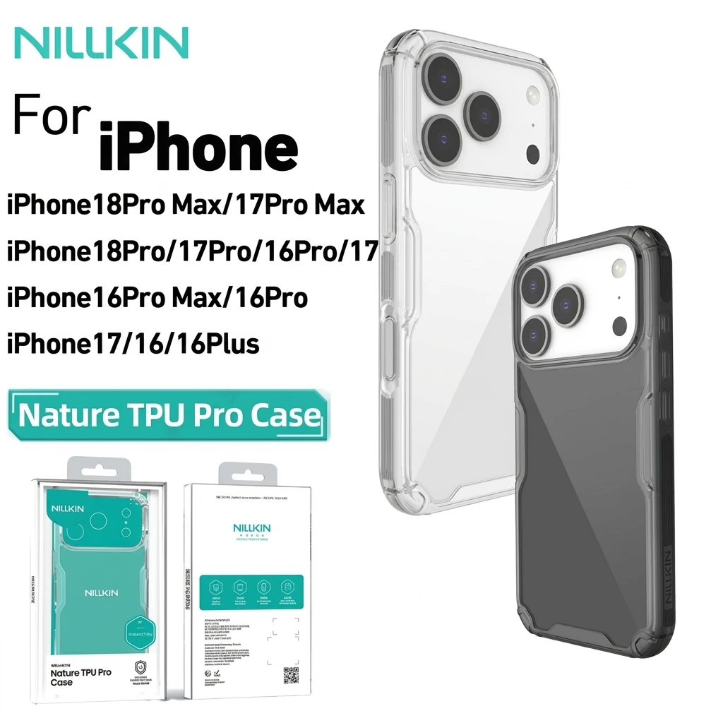 Nillkin für iPhone 18Pro Max 17Pro Max 16 18Pro 17Pro 16Pro 18 17 17E 16E 16Plus Transparente Hülle Stoßfeste TPU PC Schutzhülle