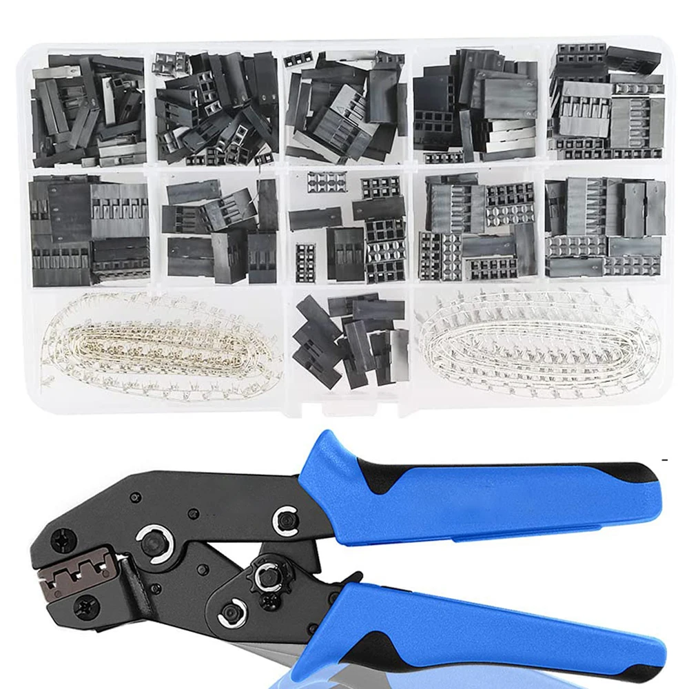 620 pcs DuPont 2.54mm Pitch JST SM Pin and SN-28B Crimp Tool 1 2 3 4 5 6 Pin Housing Connector Male Female Crimp Pin Adapter Kit