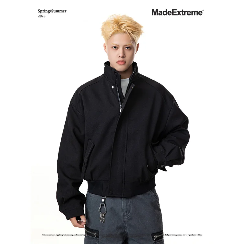 

MADEEXTREME весенняя тихая роскошная мужская куртка TR из твила большого размера, простая повседневная куртка с воротником-стойкой реглан, пальто