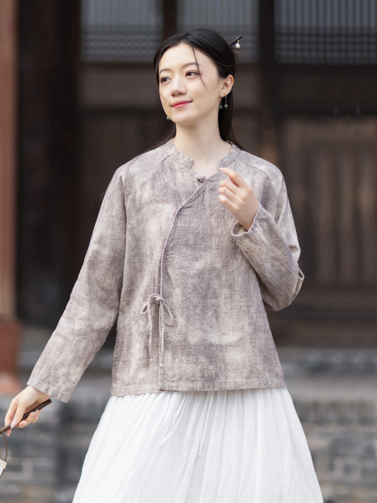 New Chinese Style Cotton Linen Open Cardigan Hanfu Small Shirt Obi Belted Zen Fashion Tea Clothing Women's Loose Fit Long Sleeve