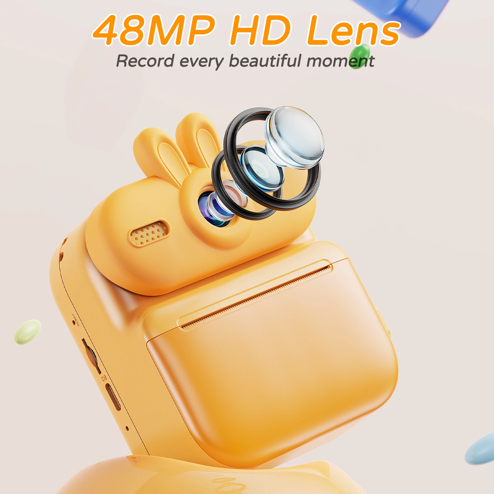 Kindercamera Instant Print 16x Kat Ontwerp 1080 HD Digitale Camera Konijn Speelgoed Vorm Kerst Verjaardagscadeau voor kinderen van 3-12 jaar