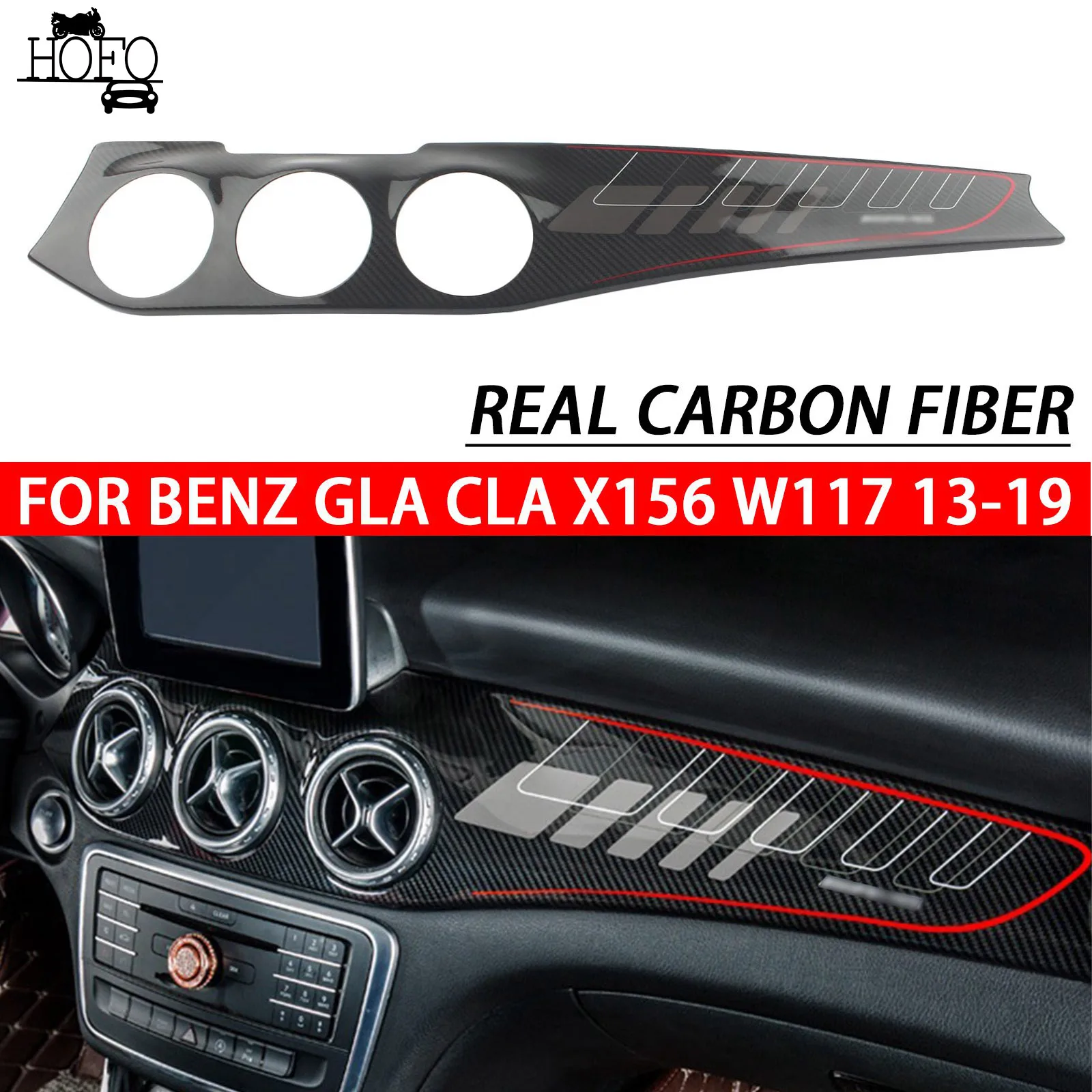

Real Carbon Fiber Dashboard Central Control Panel Cover Trim For Benz GLA X156/ W117 13-19 Central Control Decoration