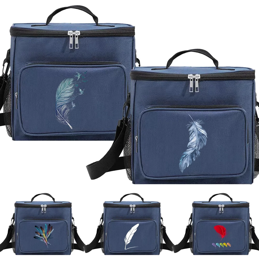 

Lunch Bag for School Kids Cute, Insulated, and Waterproof Design Blue Color Dinner Box 2024 Original Feather Printing