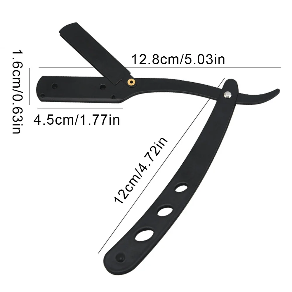 Rasiererhalter, manuell, gerade Kante, Edelstahl, scharfer Friseurrasierer, zusammenklappbarer Rasierbart mit Schneider, Installationsklinge