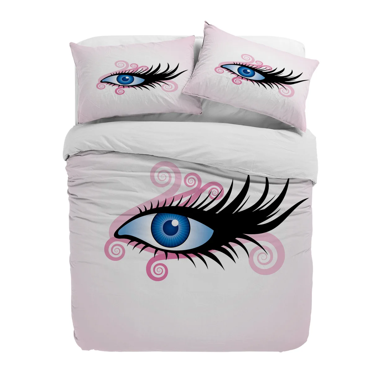 Eye Makeup Eyelashes Beautiful Female Pink 3pcs Duvet Cover Set Pillow Case Double Comforter Bedding Set Quilt Cover Couple Bed