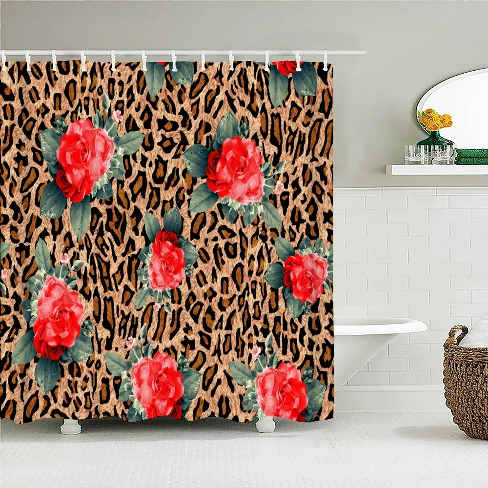 Sexy Leopard Red lip Pattern Bath curtain Waterproof Shower Curtains Polyester Bath Screen Print Curtain for Bathroom Home Decor