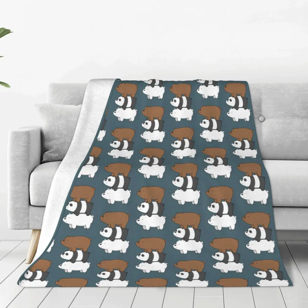 We Bare Bears Cute Grizzly Panda Ice Bear Soft Blanket Camping Plush Throw Blanket Living Room Flannel Bedspread Sofa Bed Cover