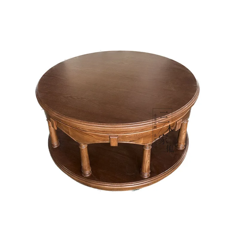

Solid wood round coffee table living room home minimalist light luxury modern simple Italian small apartment high-end American
