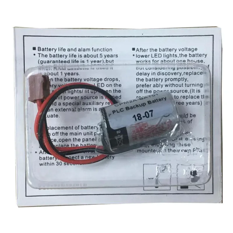 

1PC Original CPM2A-BAT01 1000mAh 3.6V CJ1 CQM1H NS7 PLC Industrial Lithium Battery With Brown Plug ER3V/3.6V Batteries