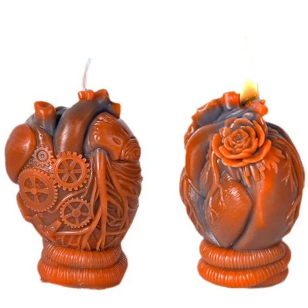 Mechanical Heart Aromatherapy Candle Mold Skull Halloween Candle Silicone Mold Scented Making Tools 3D DIY Handmade Fragrance