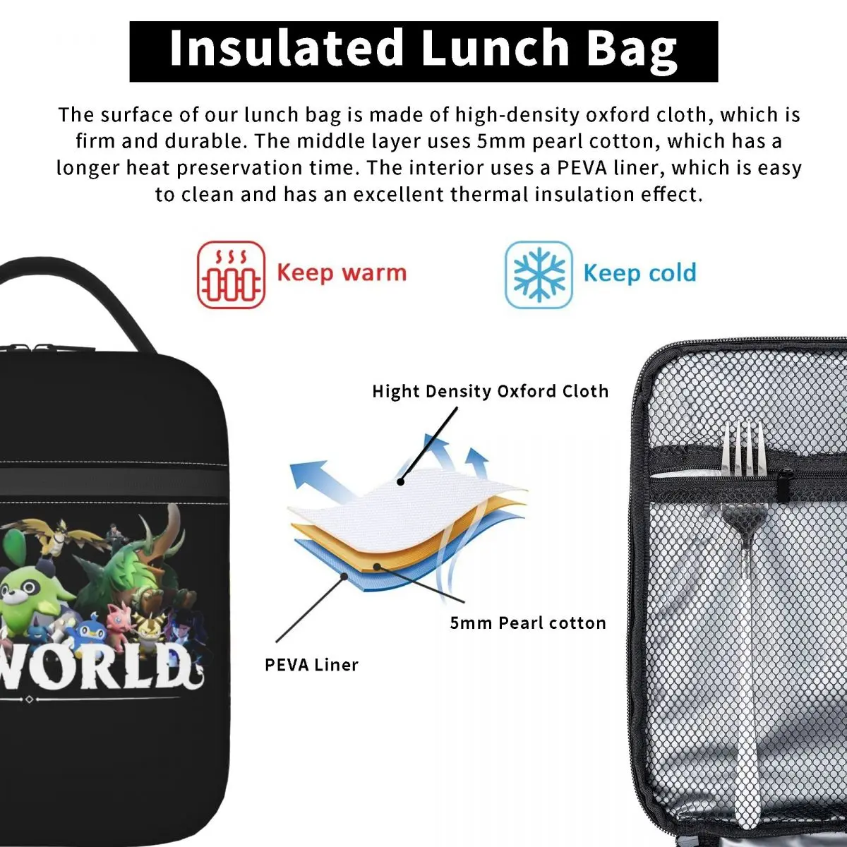 Palworld Game Lover Product Geïsoleerde Lunch Draagtas Voor Werk Opslag Voedseldozen Herbruikbare Koeler Thermische Lunchboxen