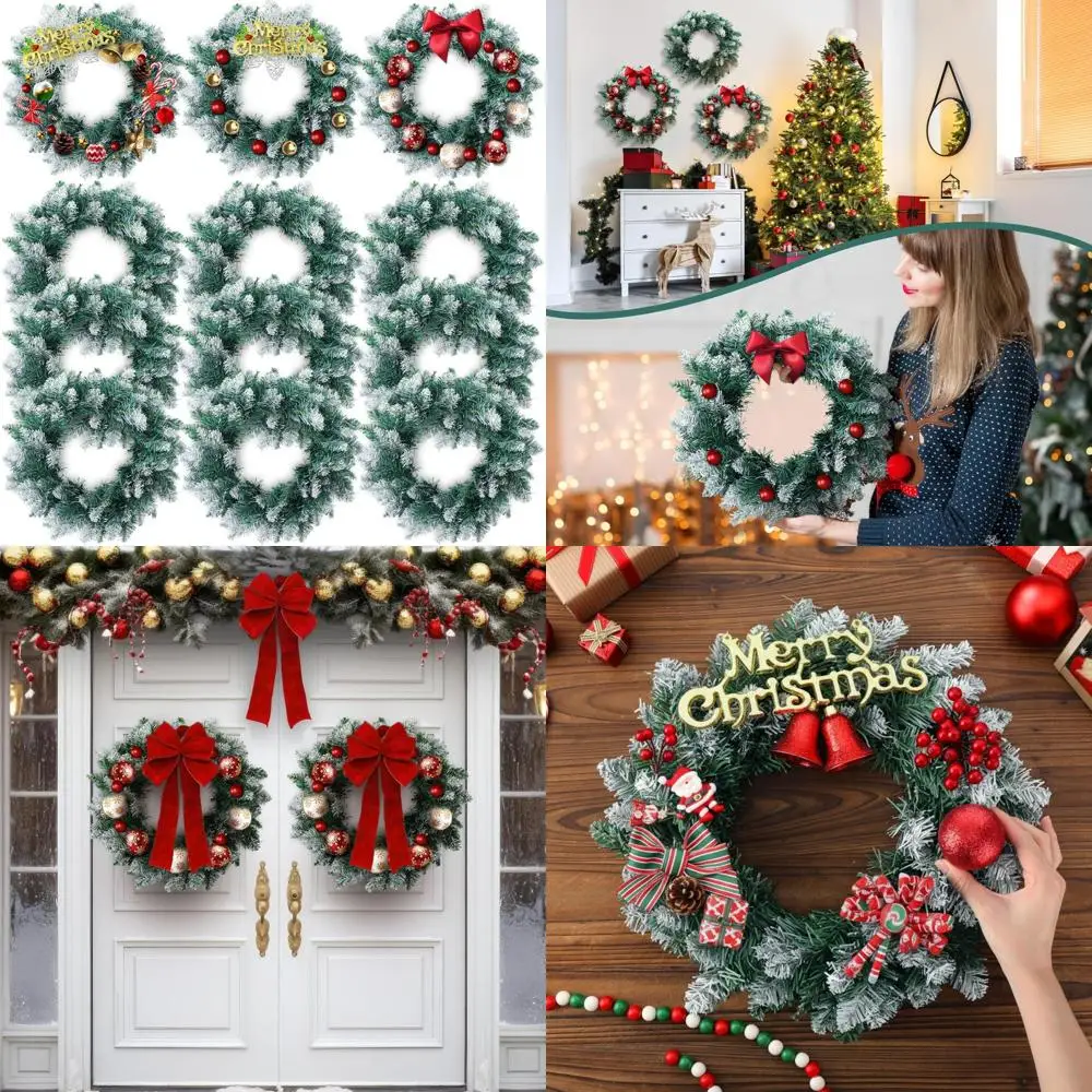 

Набор искусственных зеленых сосновых венков из 12 шт., 16 дюймов, рождественский декор своими руками для кухонных шкафов и окон