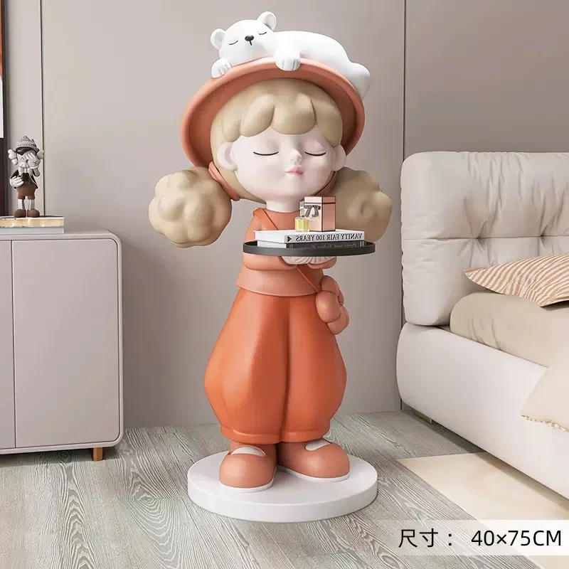 

A1 Modern Creative Girl Large Floor Ornament Living Room TV Cabinet Sofa Side Decoration Housewarming Tray Gift
