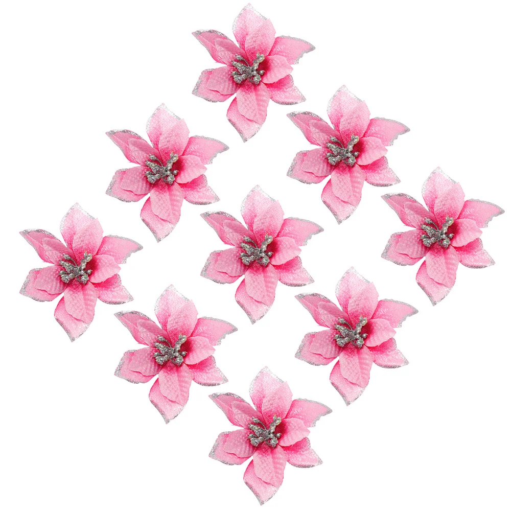 36 szt. Świątecznych sztucznych kwiatów z materiału, dekoracja na przyjęcie, lekkie, wielokrotnego użytku, sztuczne ozdoby kwiatowe na Boże Narodzenie