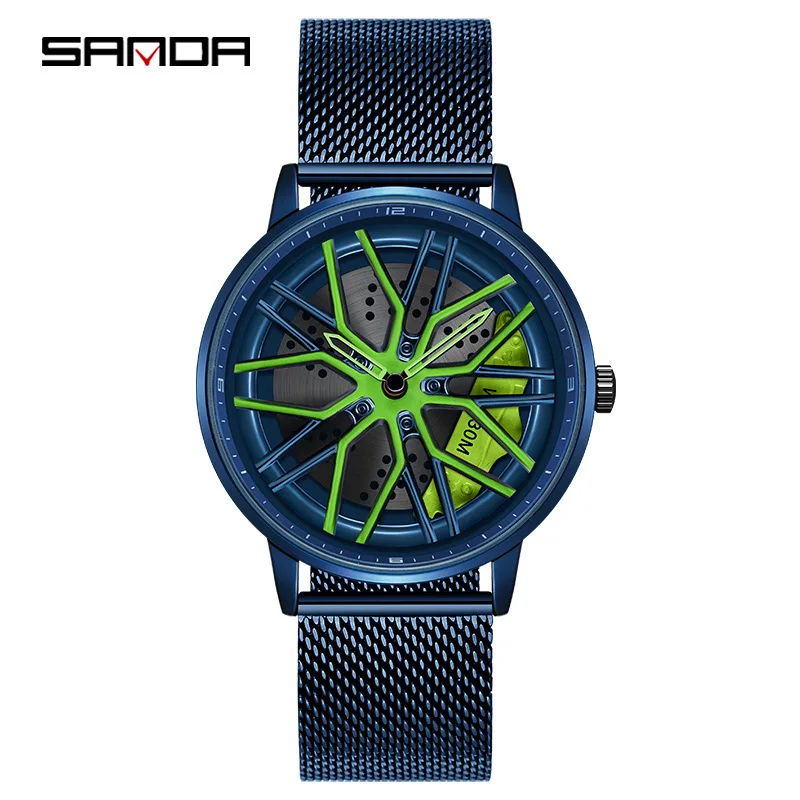 Gratis Verzending Outletssanda New1107mesh Band Waterdichte Trend Mode Heren Quartz Horloge Eenvoudig Elegant Student Horloge